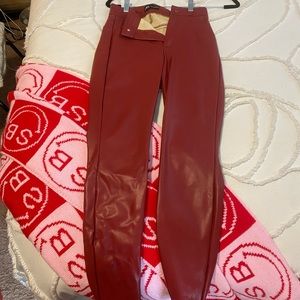 ZARA red leather pants